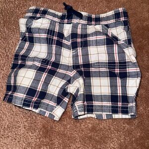 First Impressions Navy and Red Plaid Shorts